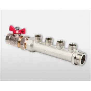 Коллектор НР 3/4"х1/2"х4 выхода, с шаровым краном ALTSTREAM