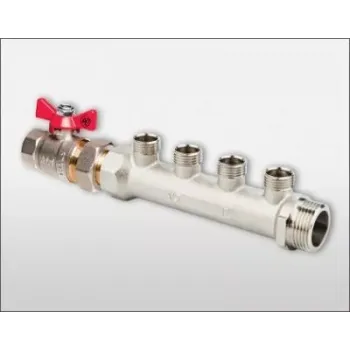 Коллектор НР 3/4"х1/2"х3 выхода, с шаровым краном ALTSTREAM
