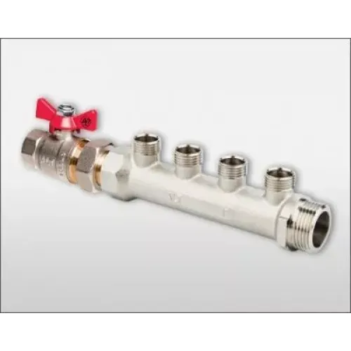 Коллектор НР 3/4"х1/2"х3 выхода, с шаровым краном ALTSTREAM