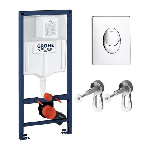Инсталляция Grohe Rapid SL 38721001 для подвесного унитаза (3 в 1 в сборе), кнопка смыва хром глянец Инсталляция Grohe Rapid SL 38721001 для подвесного унитаза (3 в 1 в сборе), кнопка смыва хром глянец
